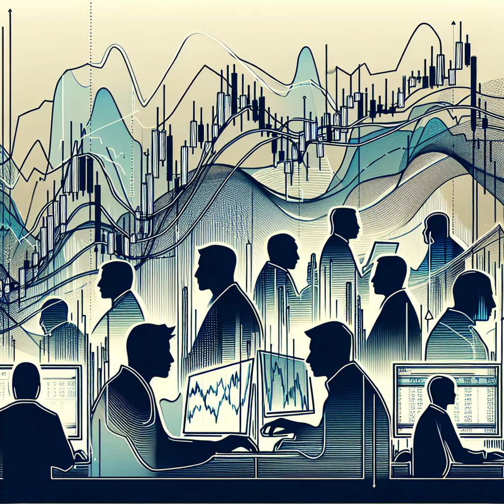 An intricate dynamic line art illustration depicting various scalping strategies for futures trading, featuring stylized graphs, candlestick patterns, and traders actively engaging with digital screens, all interconnected in a vibrant, energetic composition.