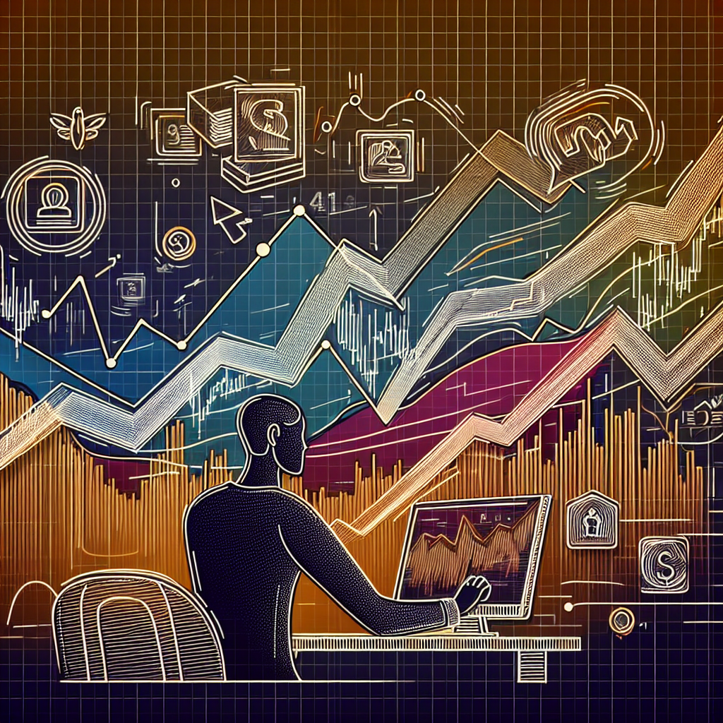 A dynamic line art illustration depicting the concept of event-driven futures trading, featuring a blend of stylized financial charts, time-sensitive events, and a trader analyzing data amidst swirling lines representing market volatility.
