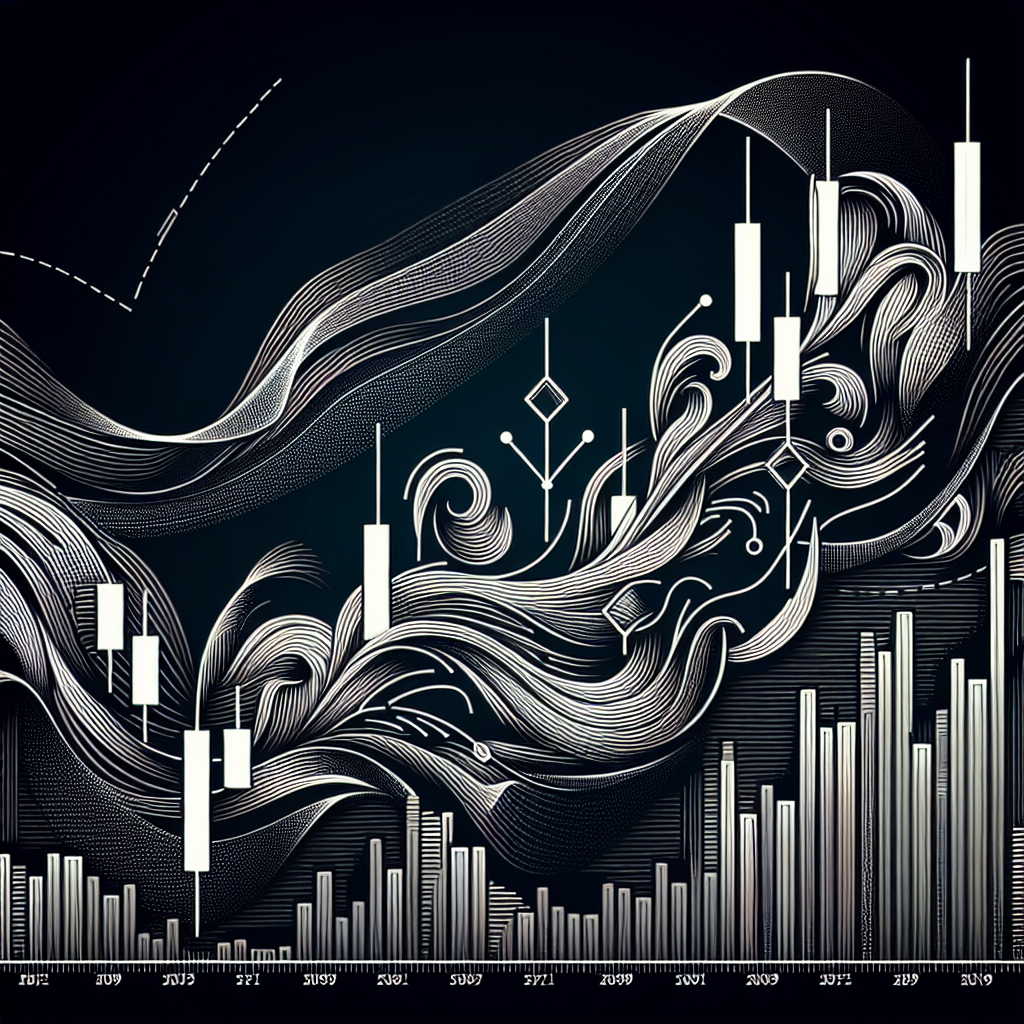 A dynamic line art illustration showcasing various candlestick patterns, with an abstract stock market chart in the background, emphasizing the concepts of trading strategies and market analysis.