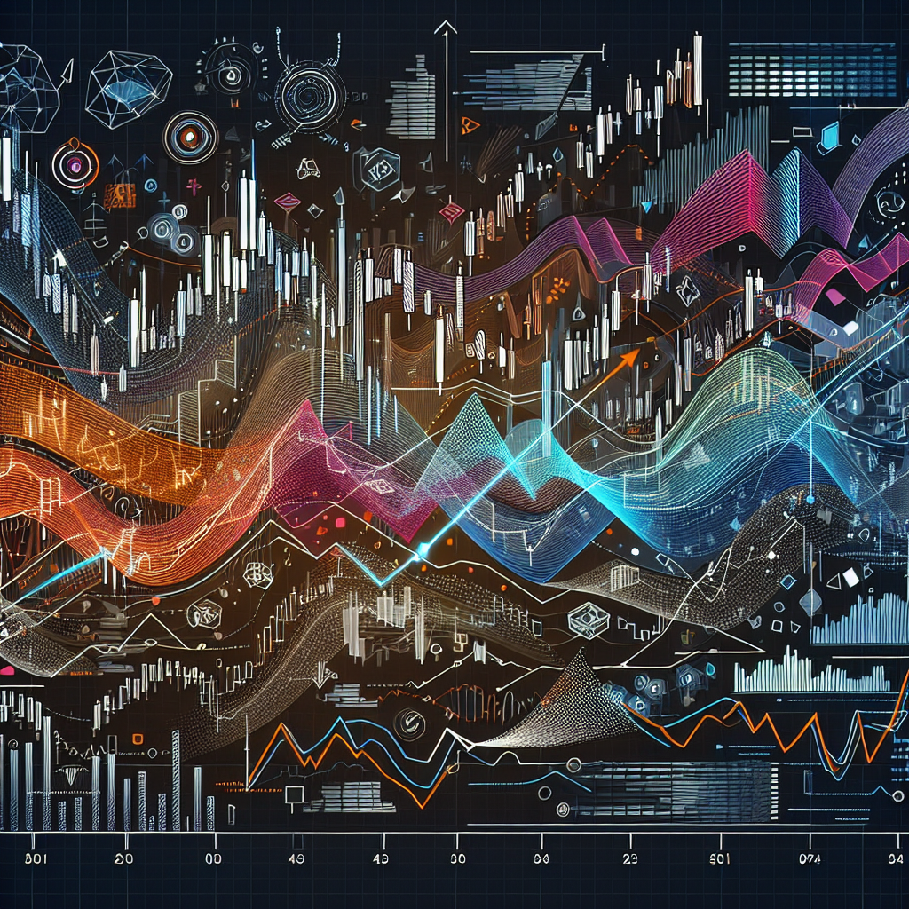 A dynamic line art illustration showcasing key technical indicators for futures trading, featuring graphs, candlestick patterns, and trading symbols.