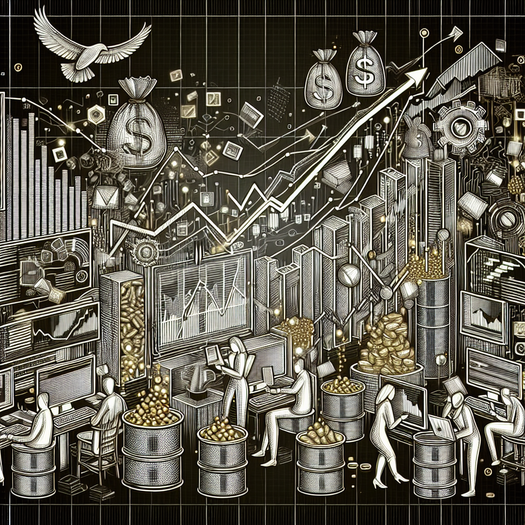 A dynamic line art illustration depicting a modern commodity trading scene with graphs, charts, and market indicators, showcasing key insights relevant for traders.